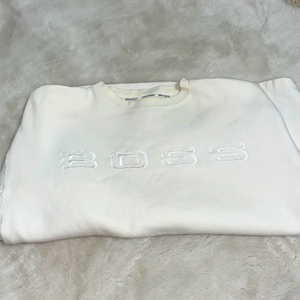 all white crew neck sweatshirt